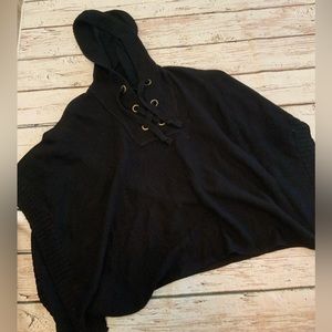 ALYA Black Hooded Poncho Sweater‎ - Women’s Size S/M